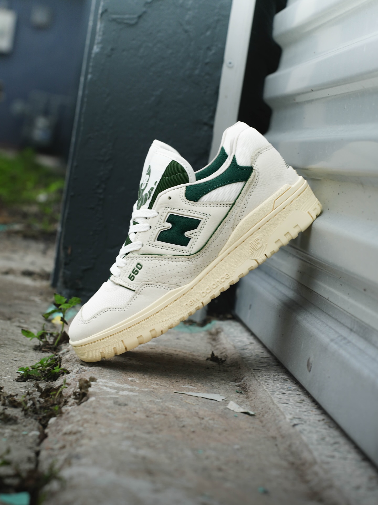 The New Balance 550 returns in Permafrost/Dark Alpine Green 