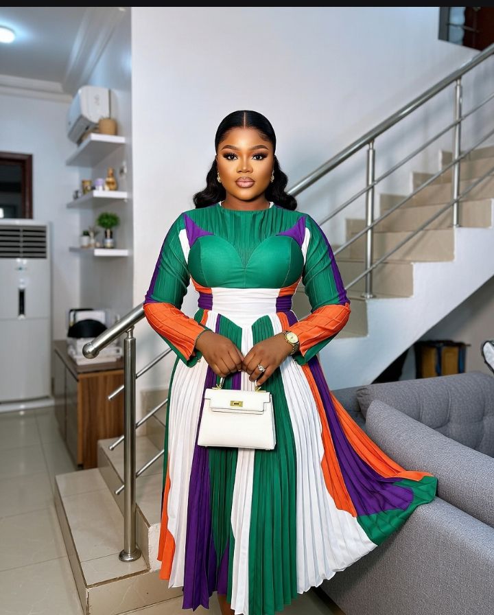 open lace back dress Aso Ebi Stylished Women Sets Blouse And Pleated Loose Set 2 Pieces Afr