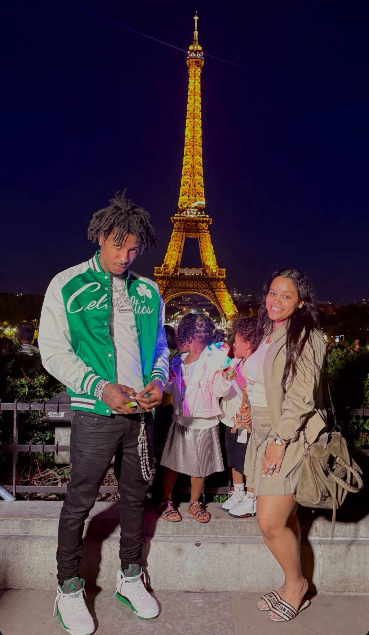 NBA YoungBoy & his wife Jazlyn at the Rick Owens fashion show in Paris