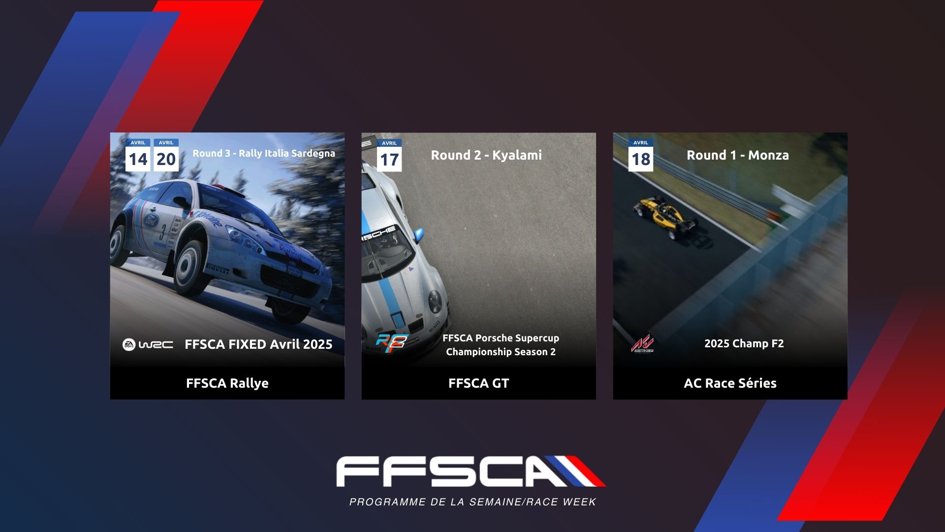 FFSCA - 🚗 Programme de la semaine avec la FFSCA 🏁 Du 14 au 20 avril ...