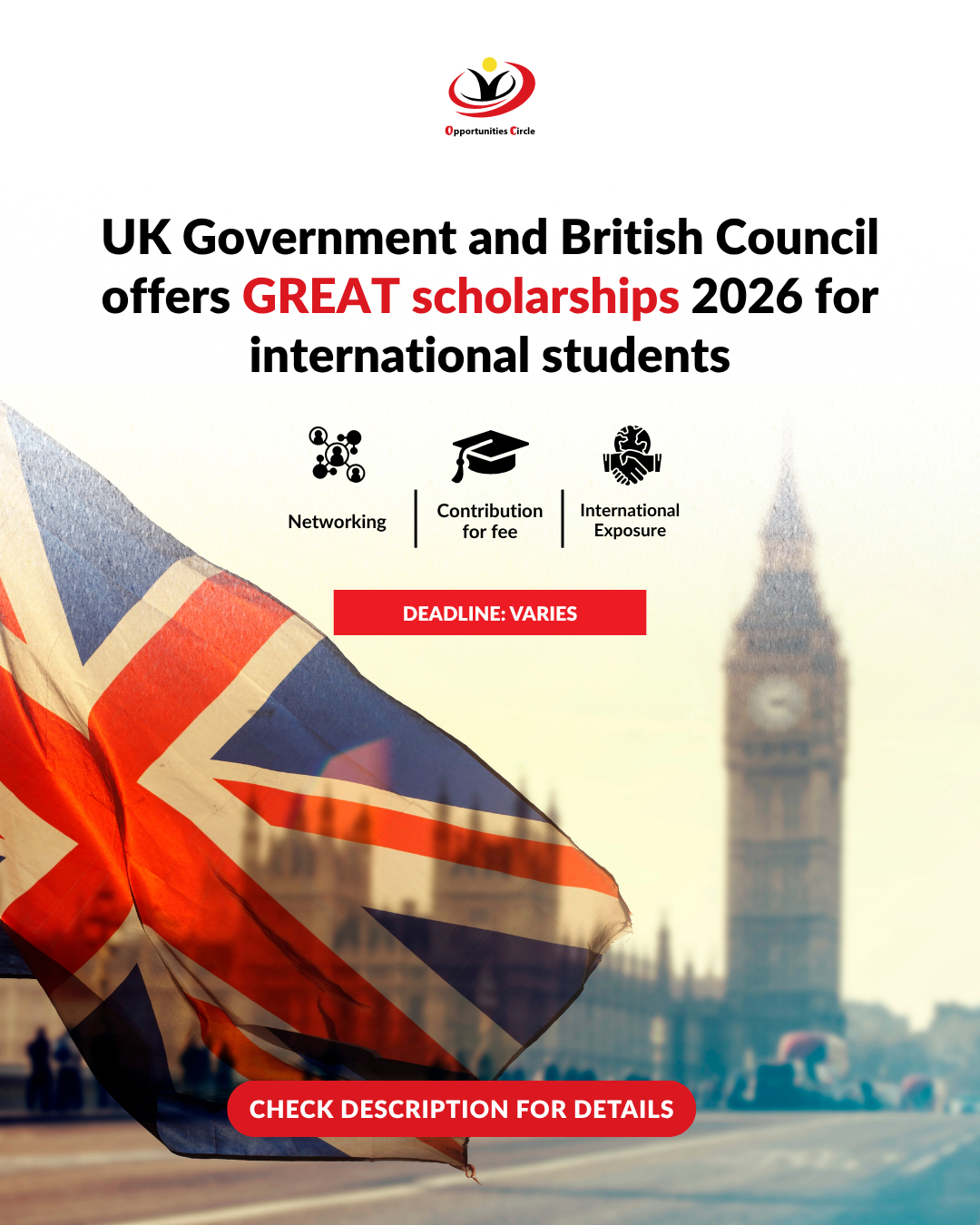 Opportunities - GREAT Scholarships 2026 in the UK Link: https://tinyurl ...