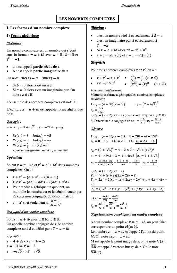 Nour-Maths - LES NOMBRES COMPLEXES | Facebook