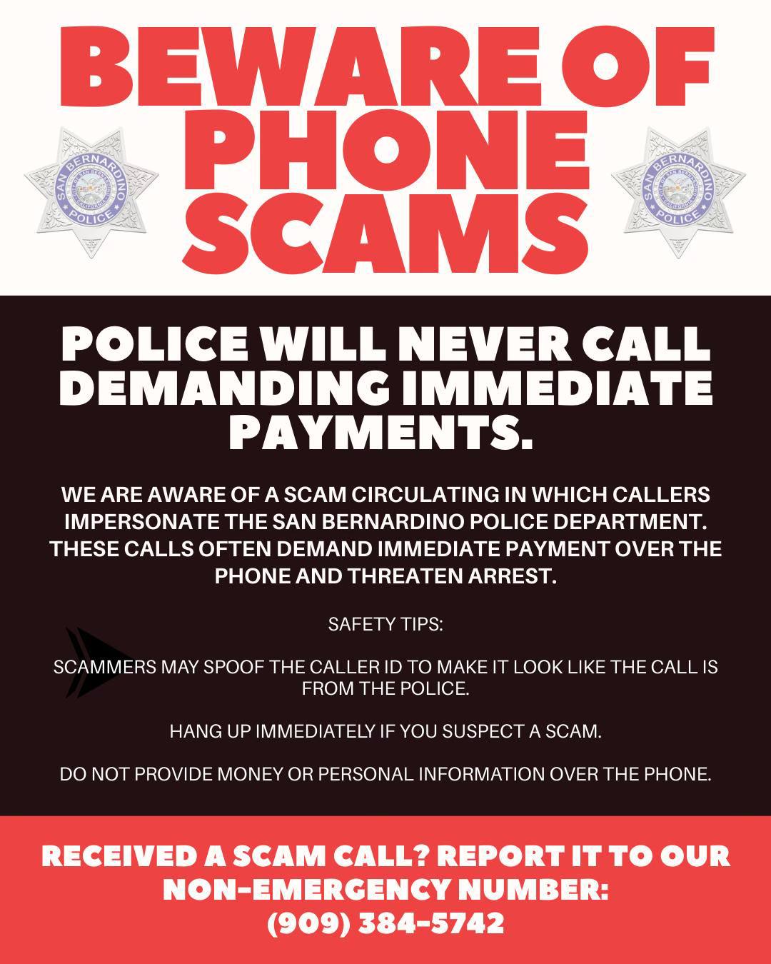 San - Scam Alert: Police Impersonation Calls We are aware of a scam ...