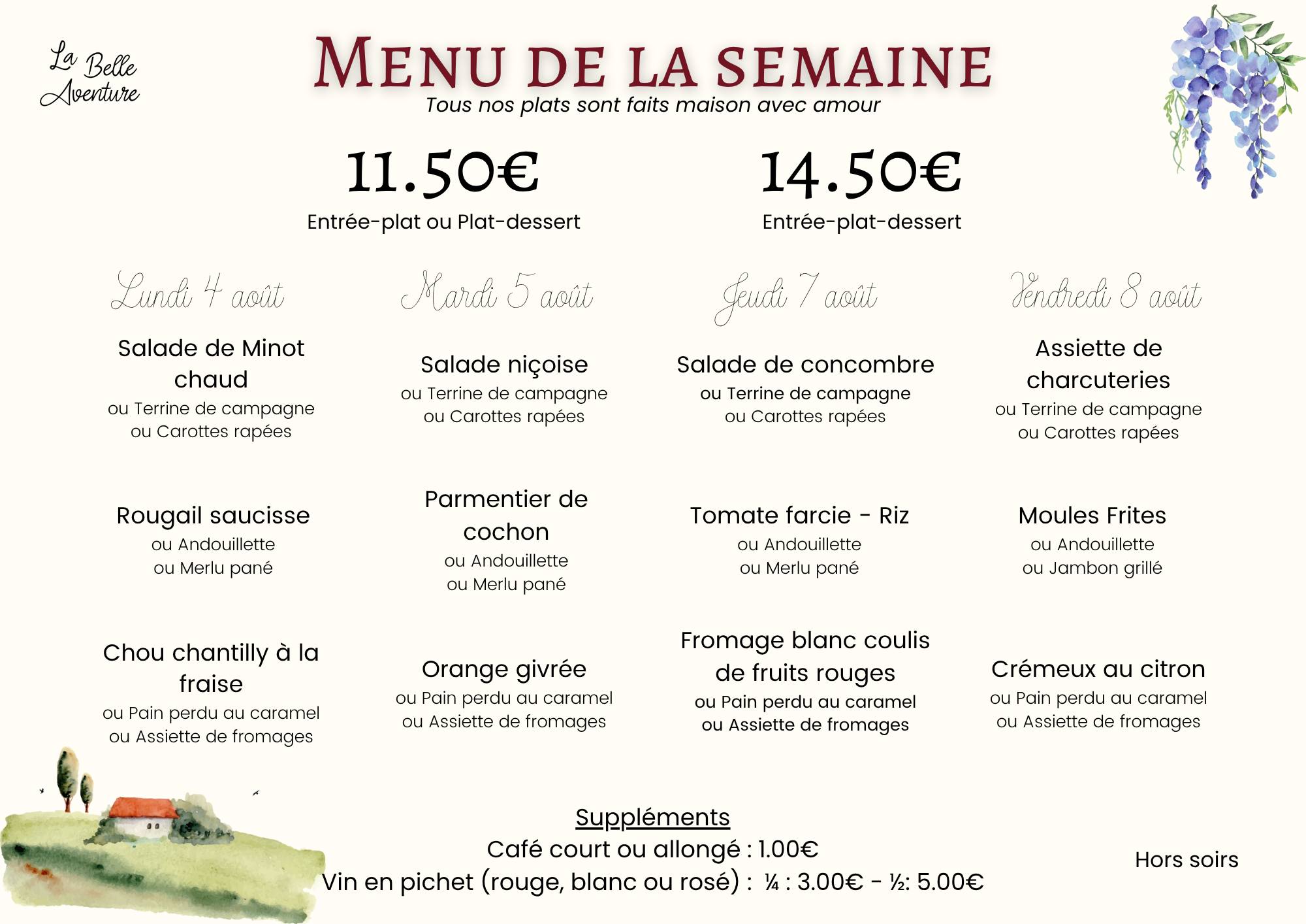 Restaurant - ~ MENU DE LA SEMAINE, SUR PLACE OU A EMPORTER ~ Disponible ...
