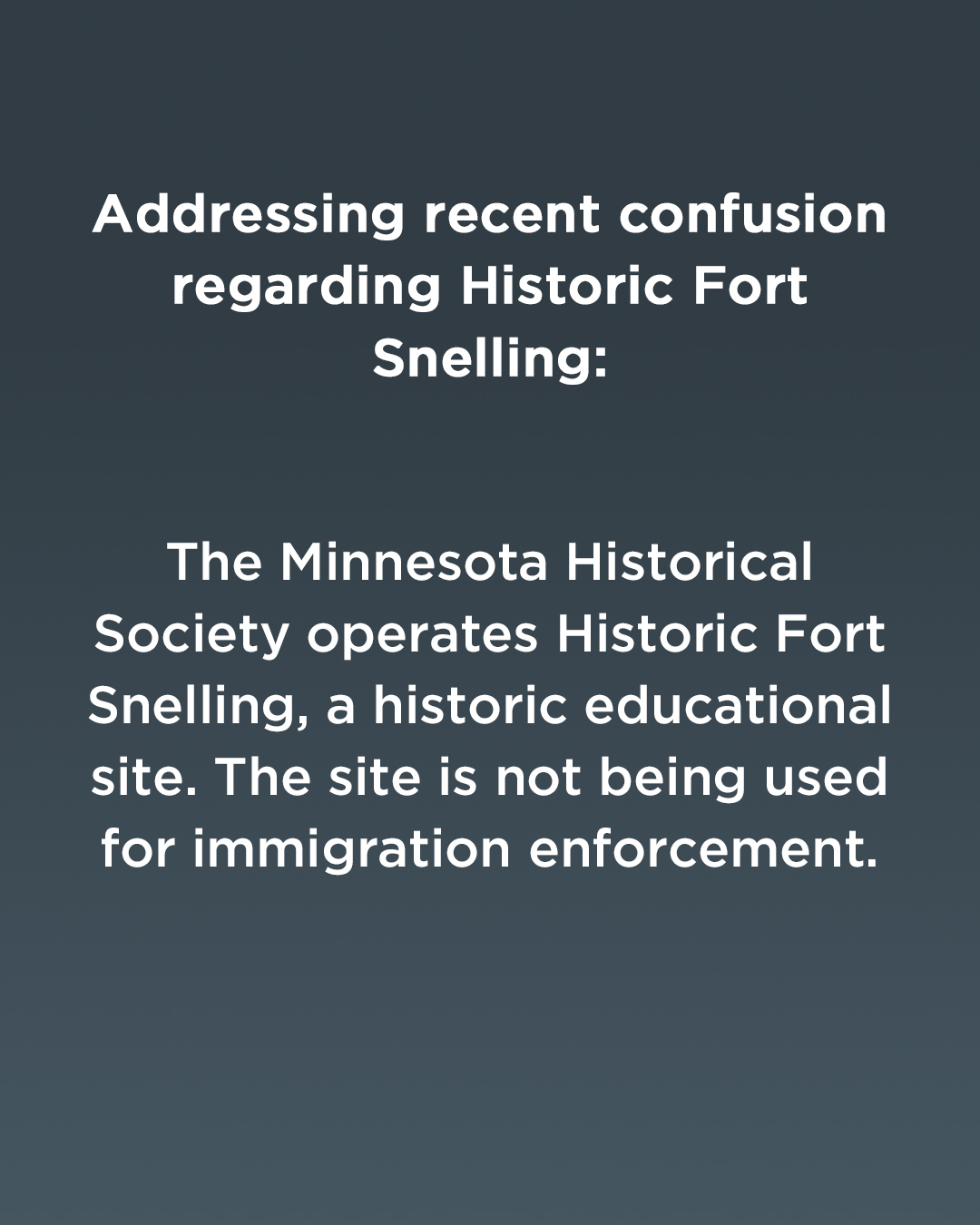 Addressing recent confusion... - Historic Fort Snelling | Facebook