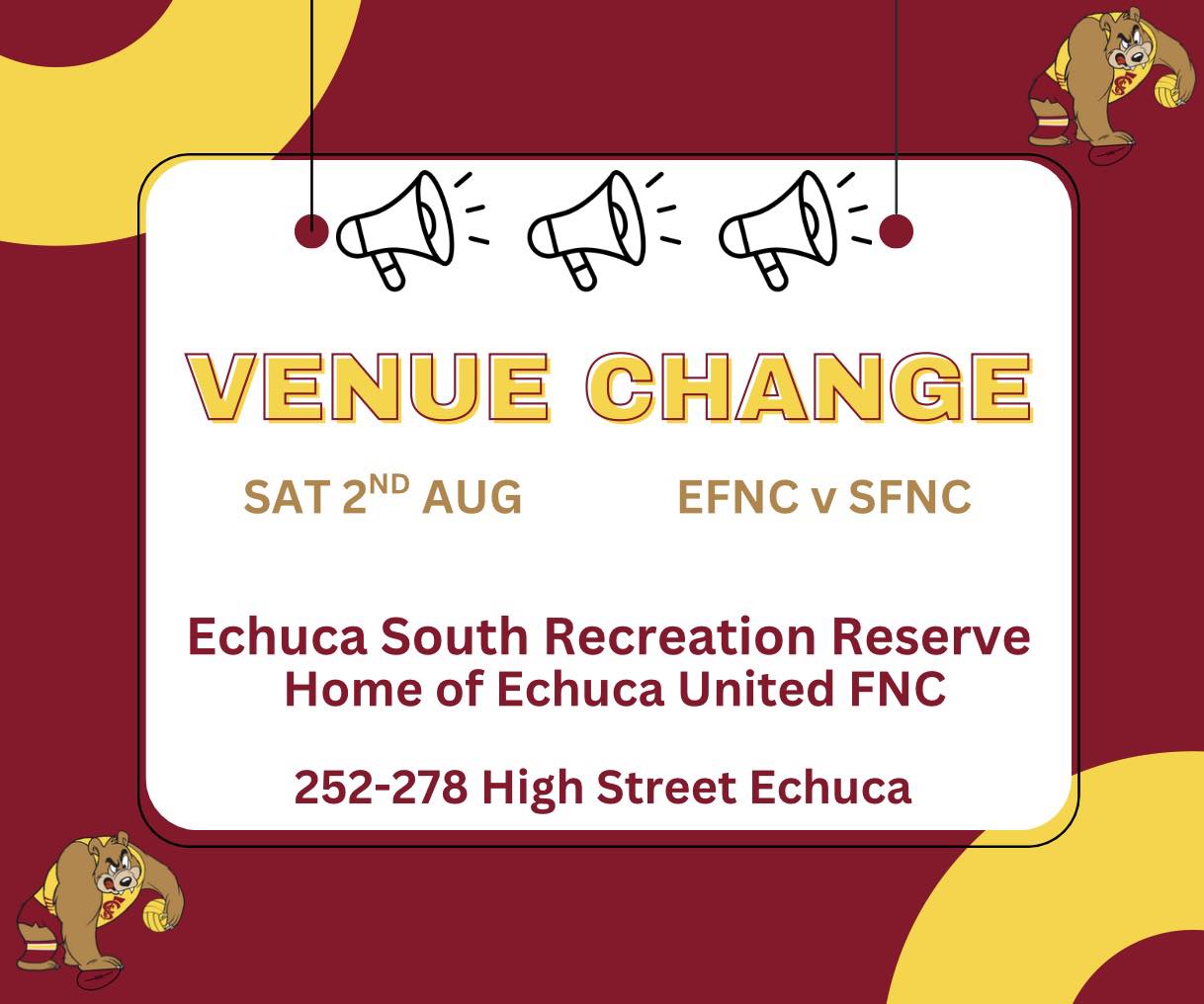 Shepparton - 📣📣 IMPORTANT ANNOUCEMENT 📣📣 Tomorrow’s game V Echuca FNC ...