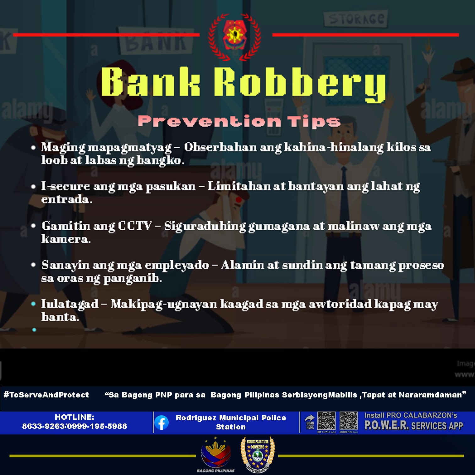 PNP - BANK ROBBERY PREVENTION TIPS - Maging mapagmatyag – Obserbahan ...