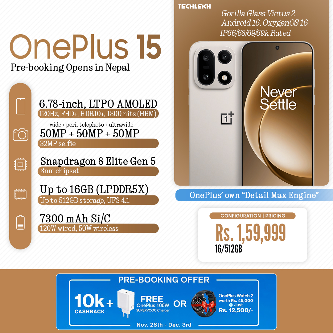 TechLekh - OnePlus 15 is finally here in Nepal with... | Facebook