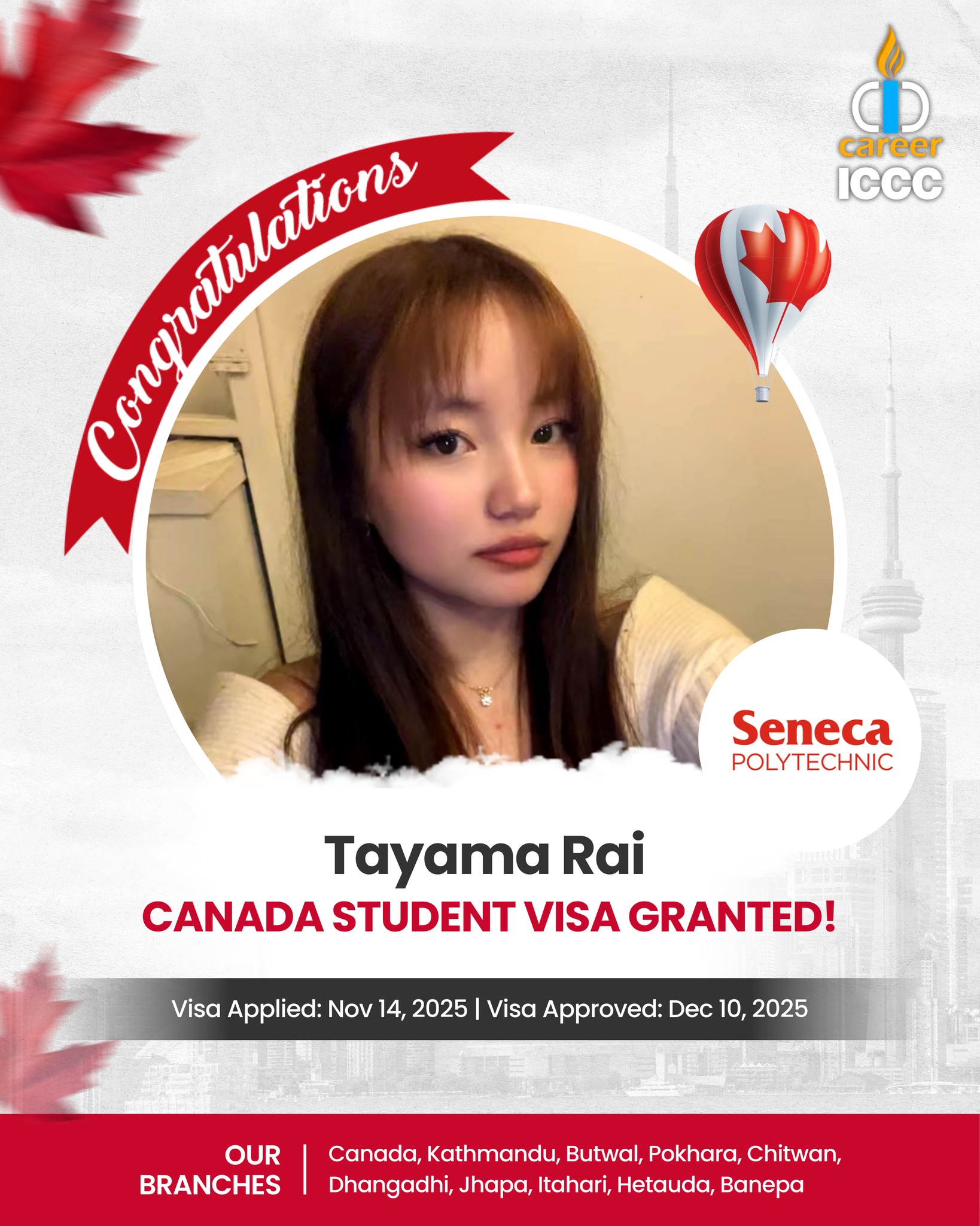 ICCC - 🎉 Heartfelt Congratulations to Tayama Rai on Securing Her ...
