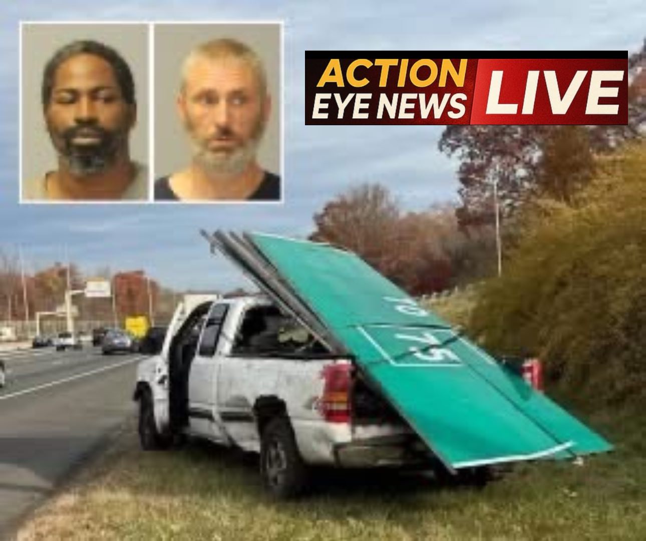 Action - 🤣🚨 “SIGN OF THE TIMES” – TWO DUDES TRY TO STEAL A HIGHWAY SIGN ...