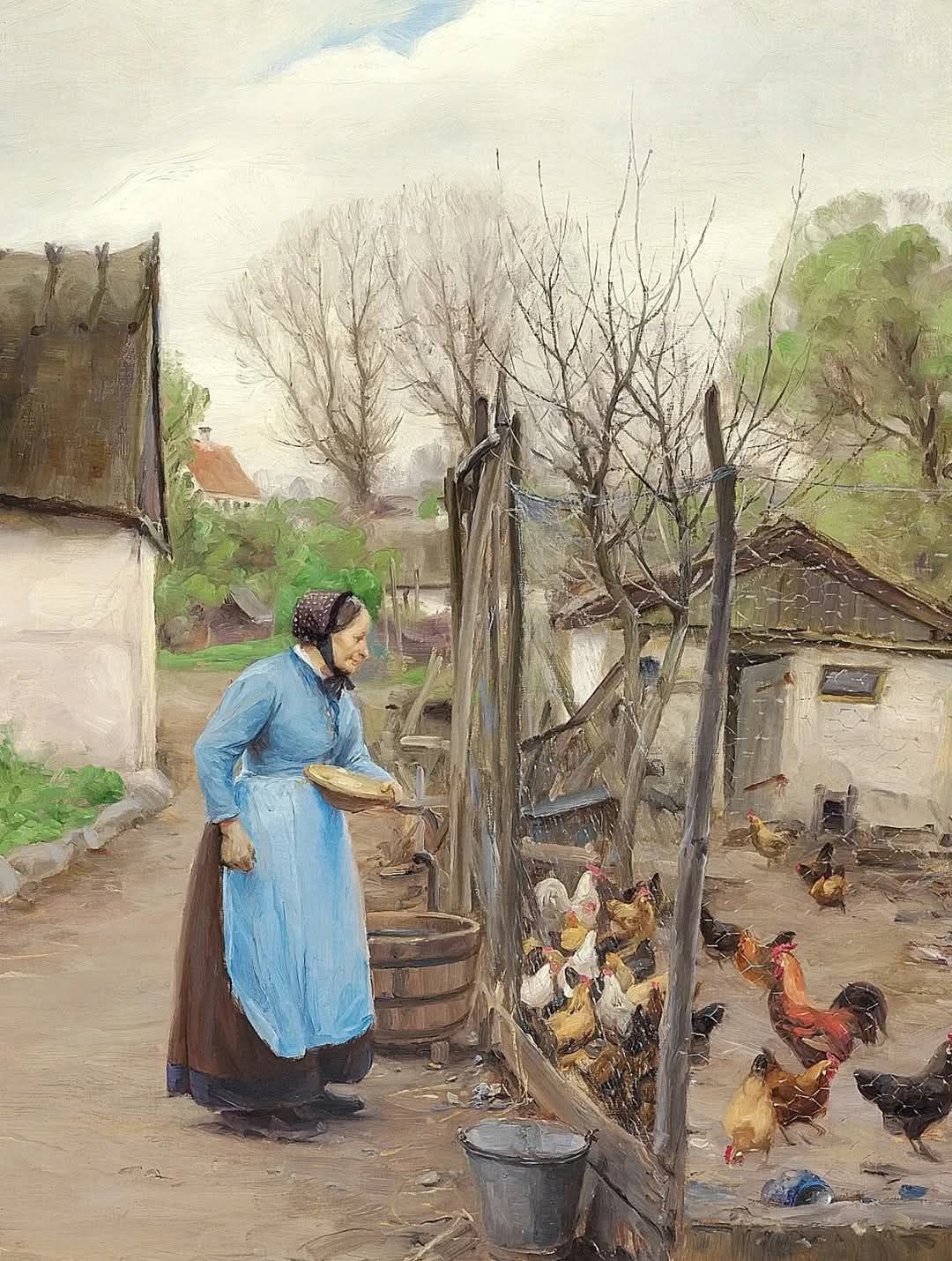 H A Brendekilde's autumn farmhouse scene