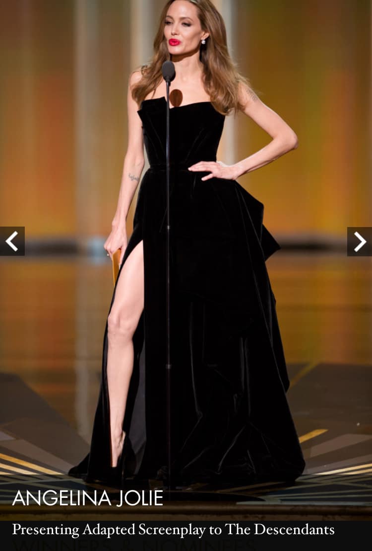 angelina jolie high slit dress This was THE moment side dresses would never be the same. 🔥 We give you, at the 2012 #Oscars. (📷: Getty) 3for2