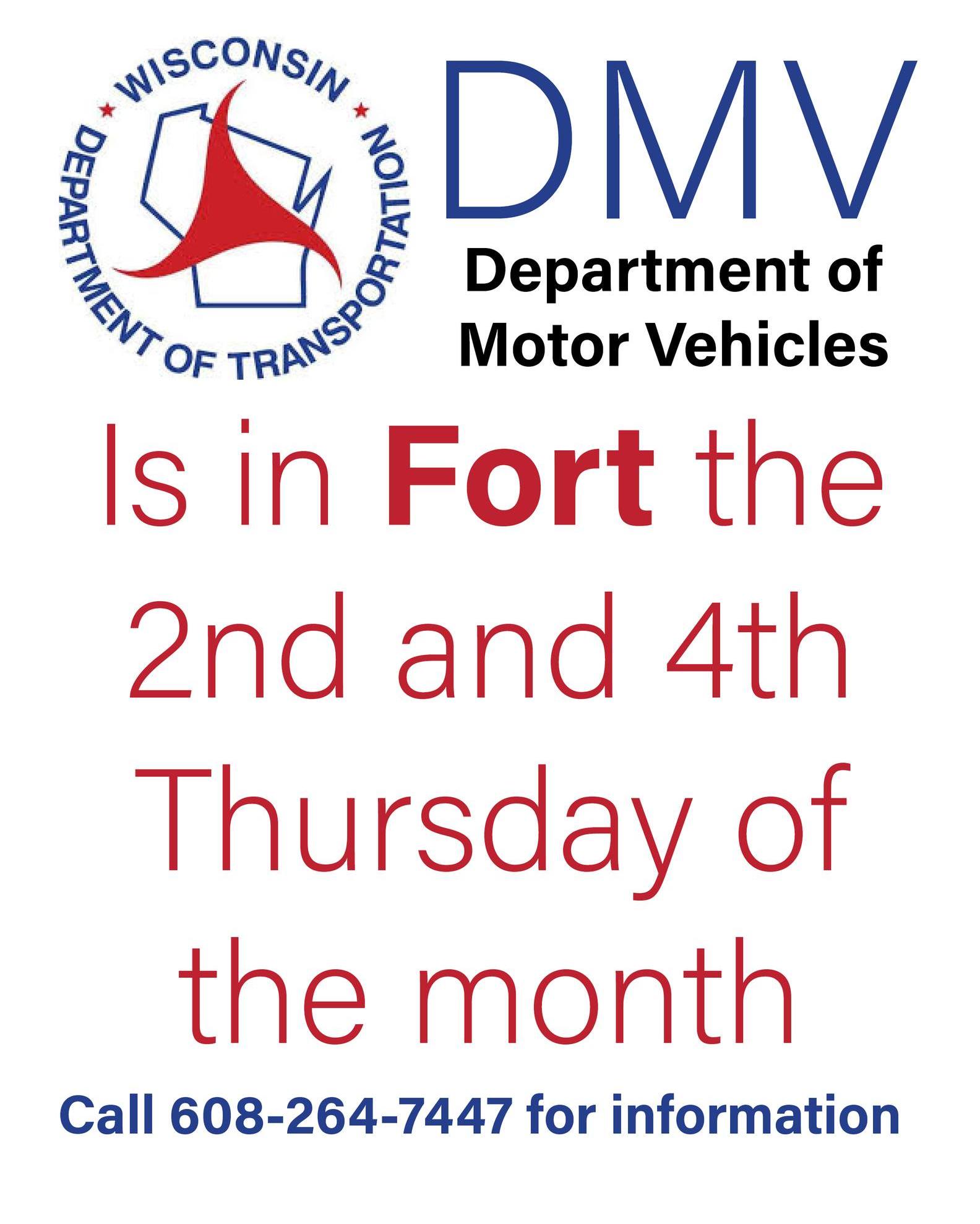 The DMV will be in... - City of Fort Atkinson, WI-Government | Facebook