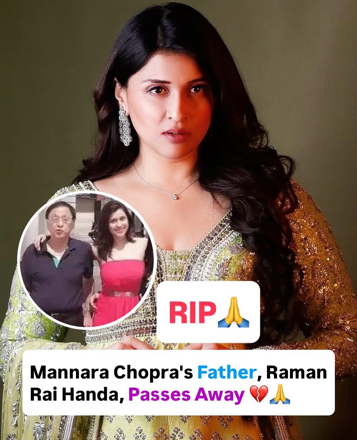 Filmy - Actress Mannara Chopra is mourning the loss of her father ...