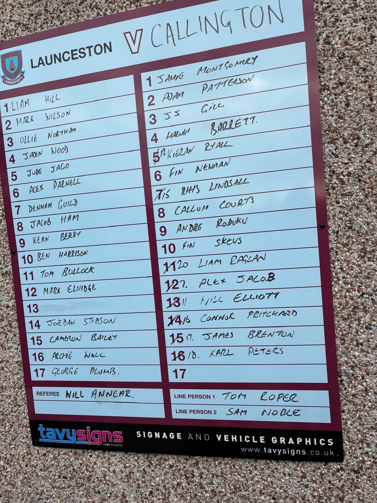 Launceston - Huge thanks to Tavy Signs for creating our new line-ups ...
