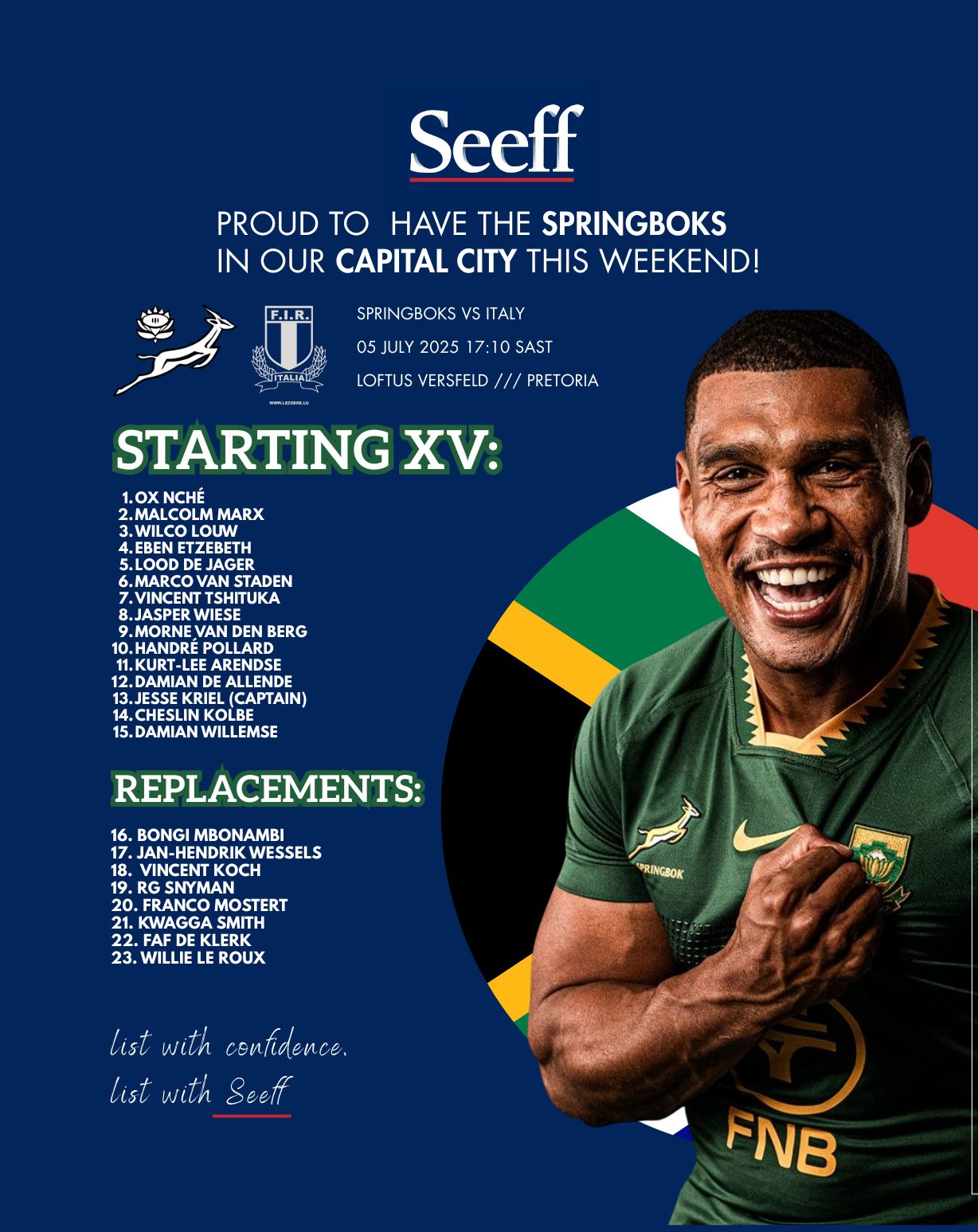 Seeff - Seeff is proud to welcome the Springboks to our capital city ...