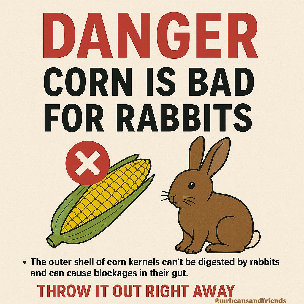 🚫🌽 corn is not safe for rabbits 🐇💔... - Mr. Beans & Friends | Facebook