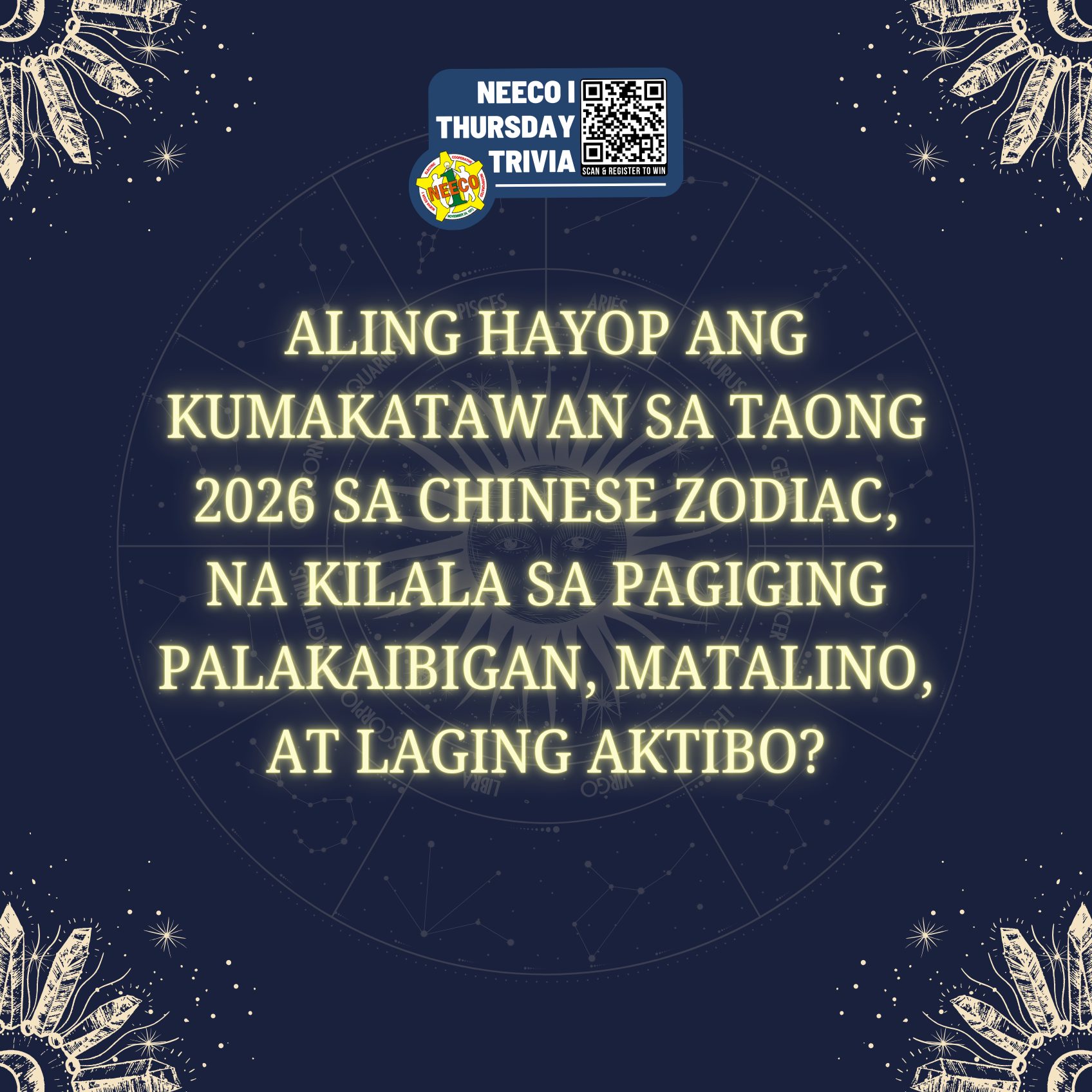 NEECO - #ThursdayTrivia! Aling hayop ang kumakatawan sa taong 2026 sa ...