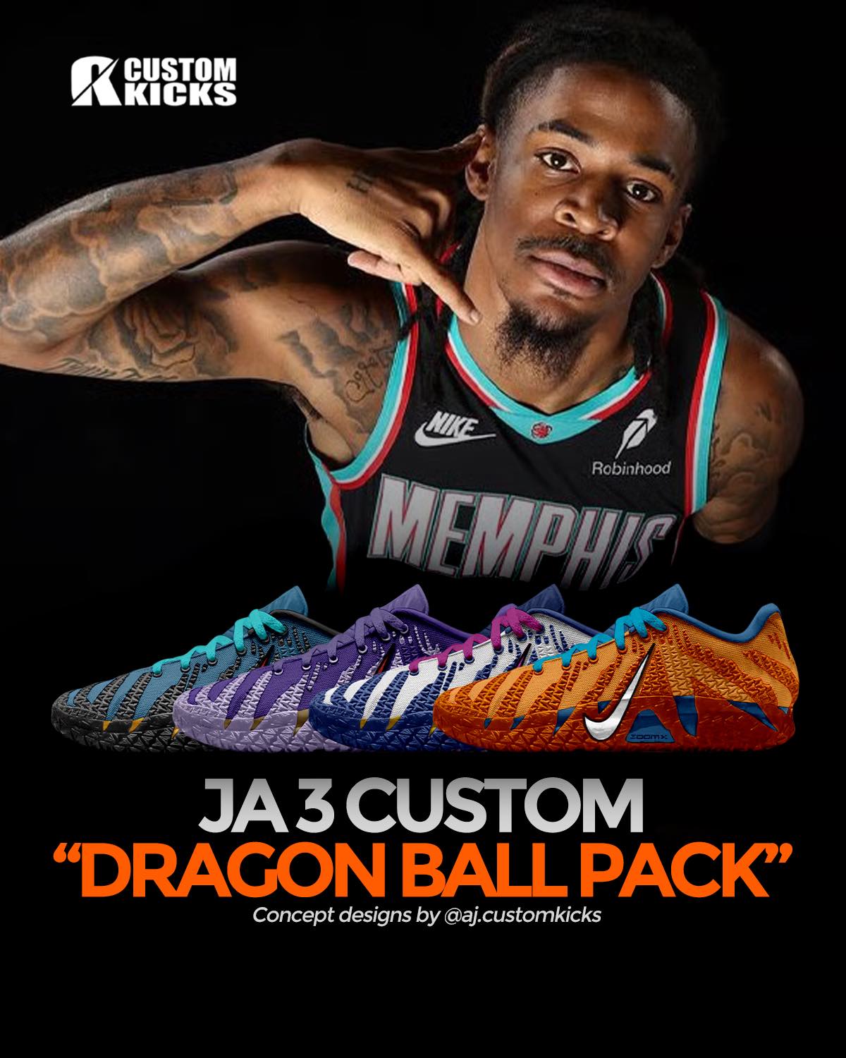 Custom Dragon Ball Z inspired JA 3 shoes