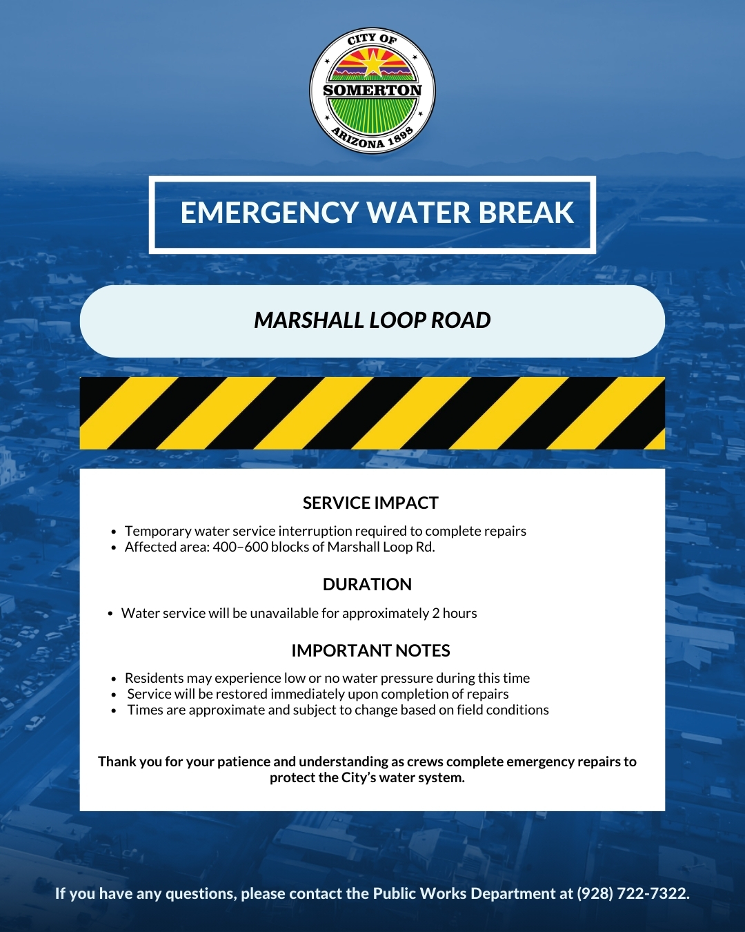 City - 🚧 Emergency Water Break Update 🚧 Due to an emergency water break ...
