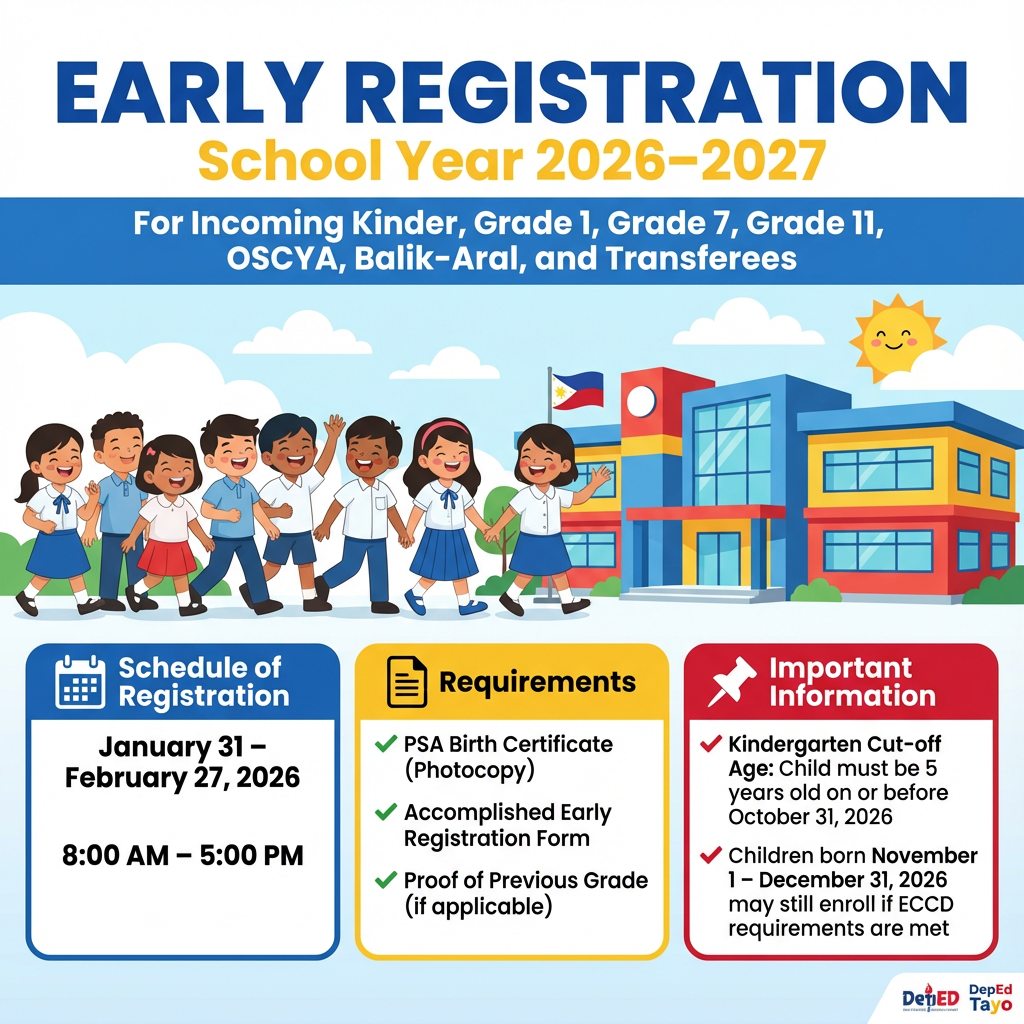 DepEd - 📣 EARLY REGISTRATION | SY 2026–2027 📣 Inaanyayahan po ang lahat ...