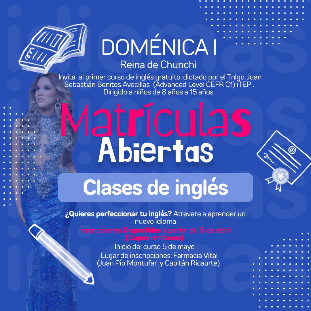TV - 📢 CLASES DE INGLÉS 👑 Domenica I Reina del Cantón te invita a que ...