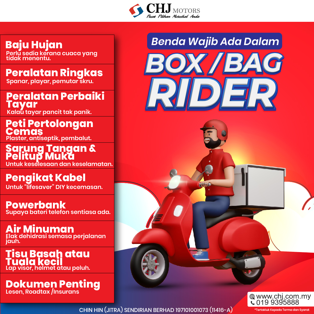 CHJ - 📦 Rider Checklist: Barang WAJIB Ada Dalam Box/Bag! Benda nampak ...