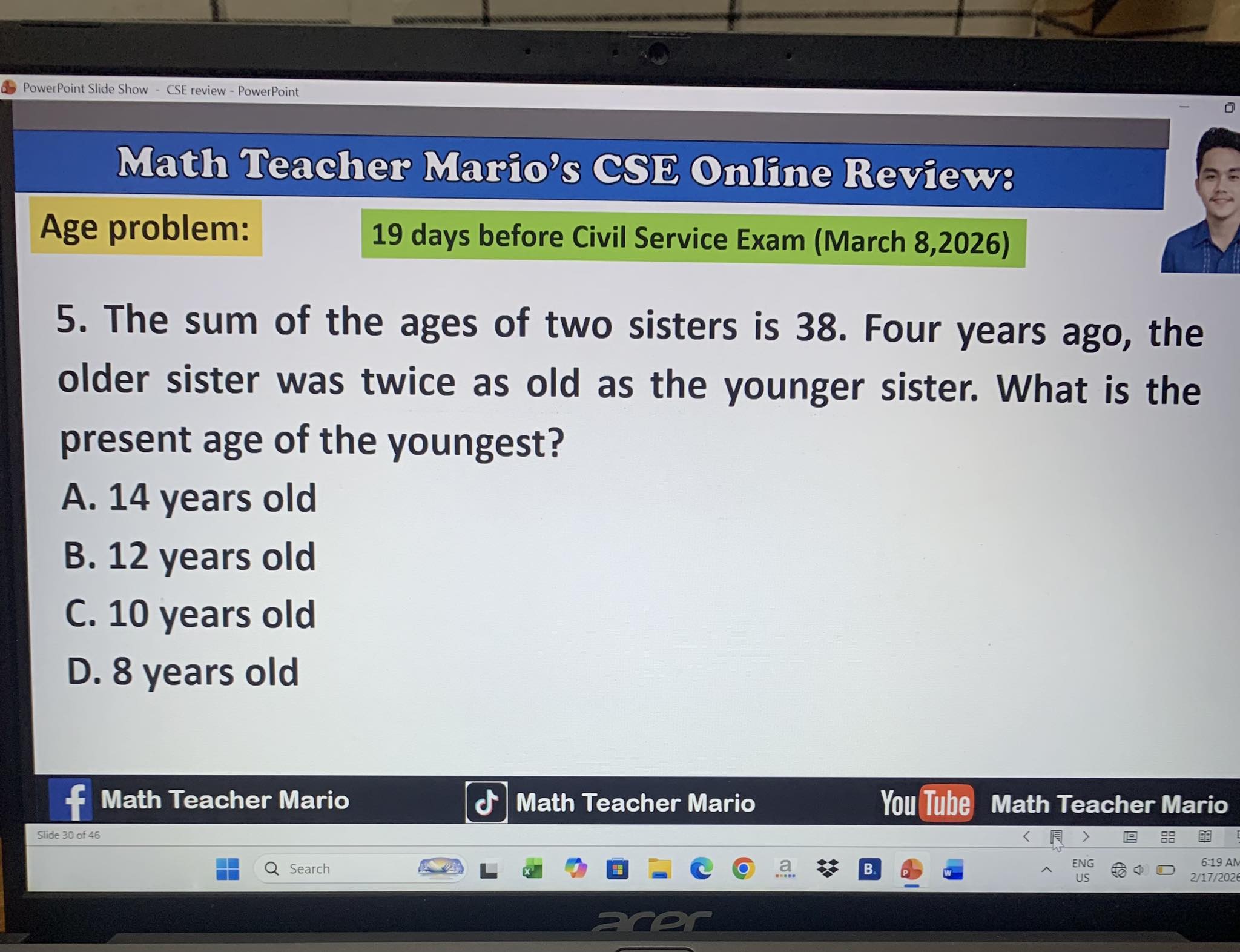 Math - Age problem (CSE review)‼️ #education | Facebook
