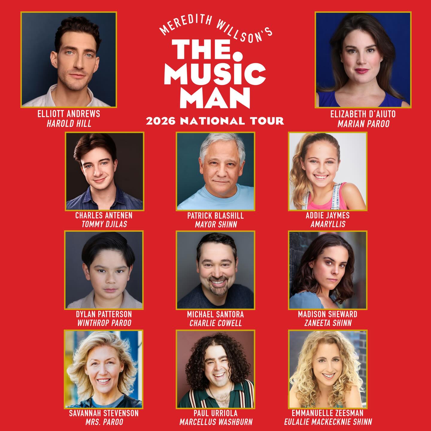 The cast of The Music Man on Tour has been announced. They have