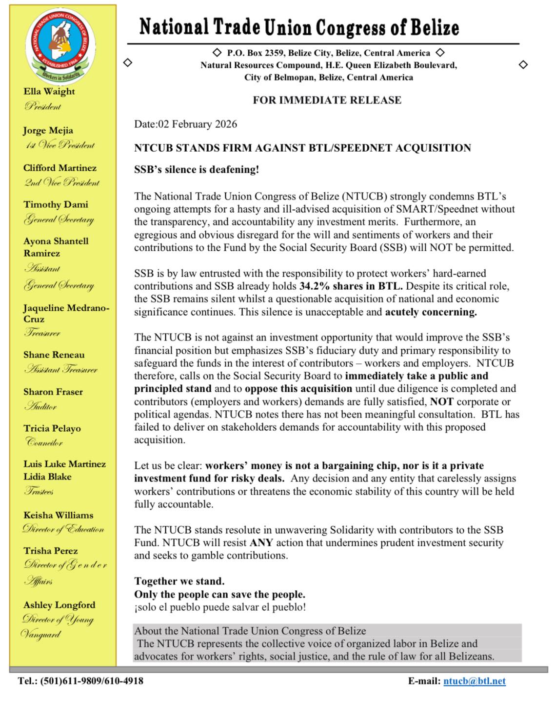 7 News Belize - NTUCB Still Says No To Speednet... | Facebook