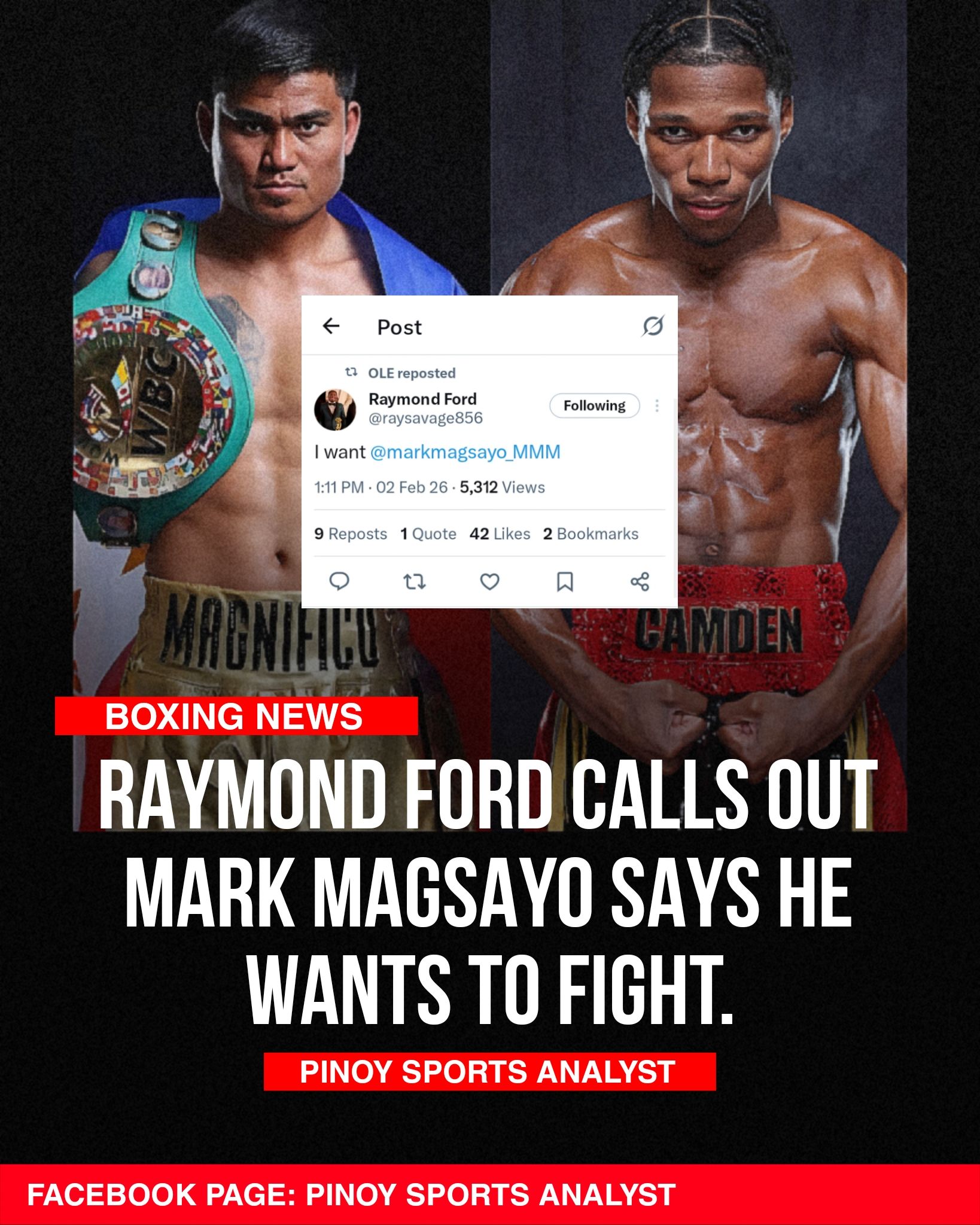 BOXING NEWS: Raymond Ford calls... - Pinoy Sports Analyst | Facebook