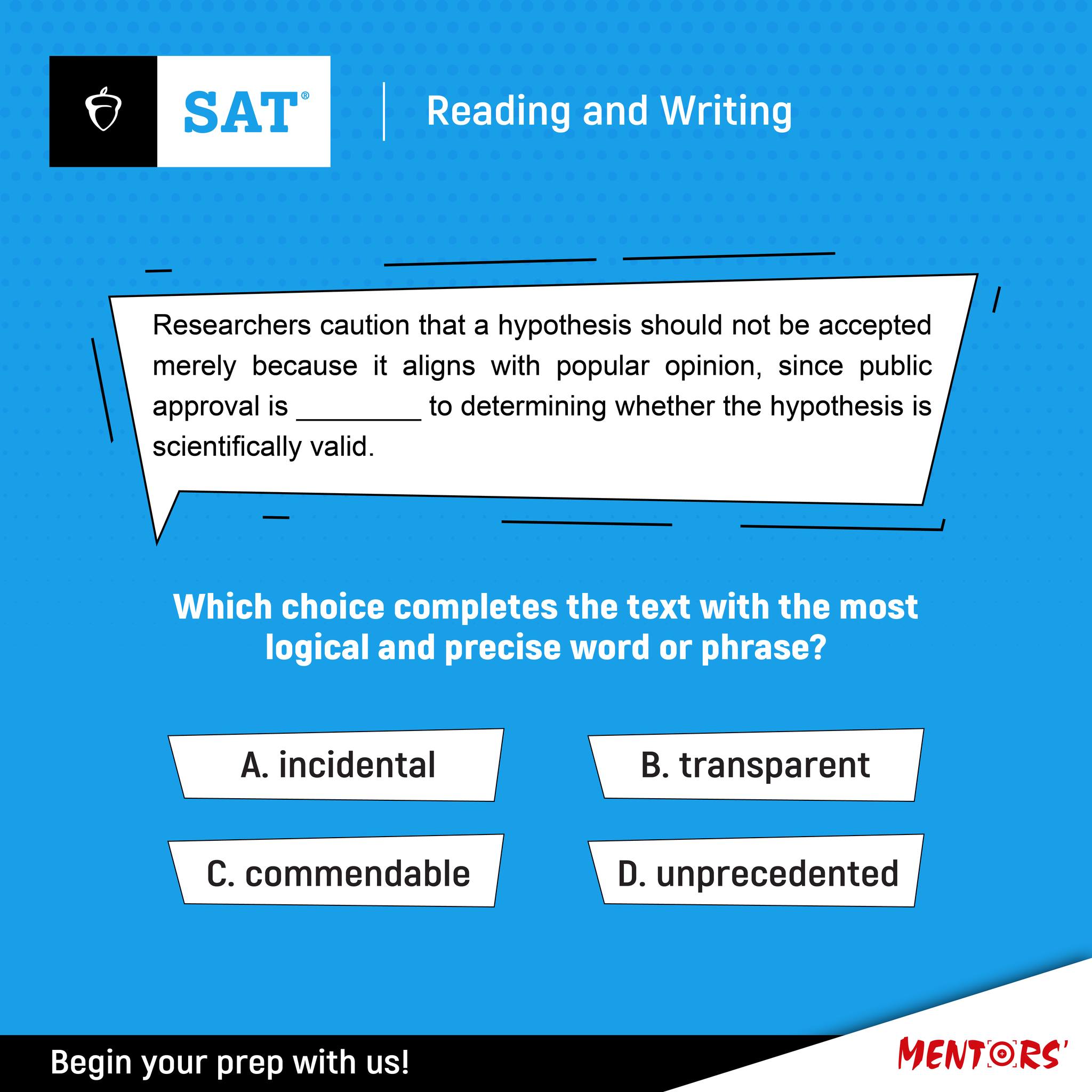 Mentors' - Planning to ace your SAT? Try this question and... | Facebook