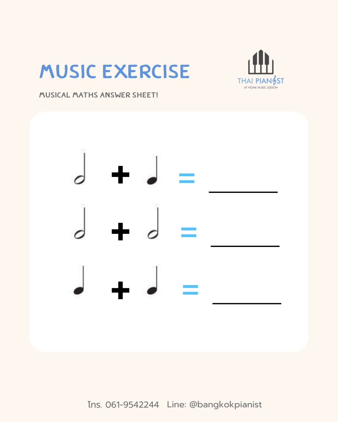 Thai - MUSICAL MATHS! ANSWER SHEET #Musicexercise . #เรียนดนตรี #เรียน ...