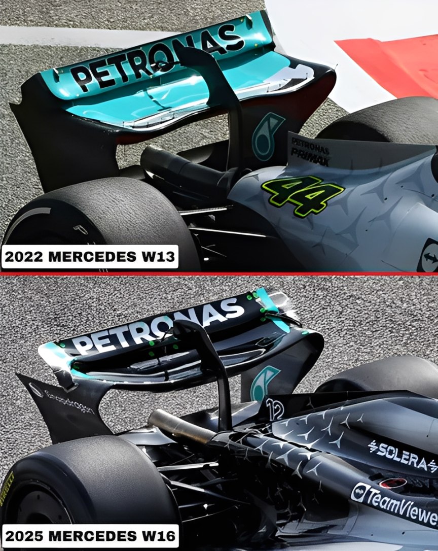 Carworld - Rear Wing Evolution – Mercedes 2022 W13: A wider and simpler ...
