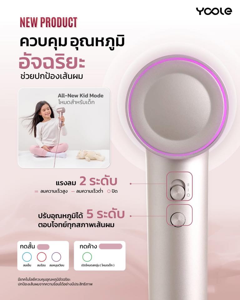 Yoole - 🩷 Yoole New Product รุ่น mini High Speed Hair Dryer เบาแค่ไหน ...