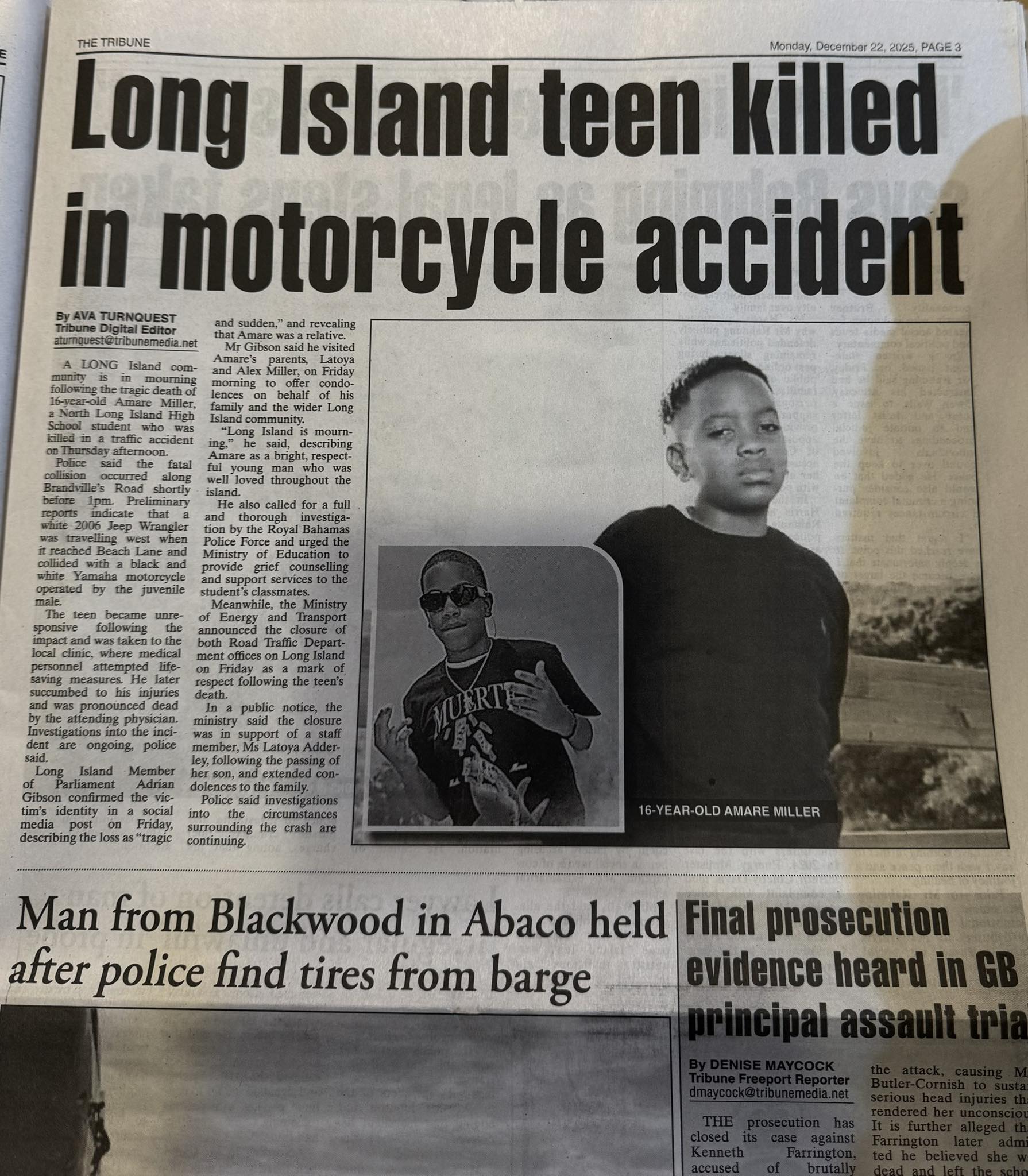 Teenager Killed In Motorcycle Accident