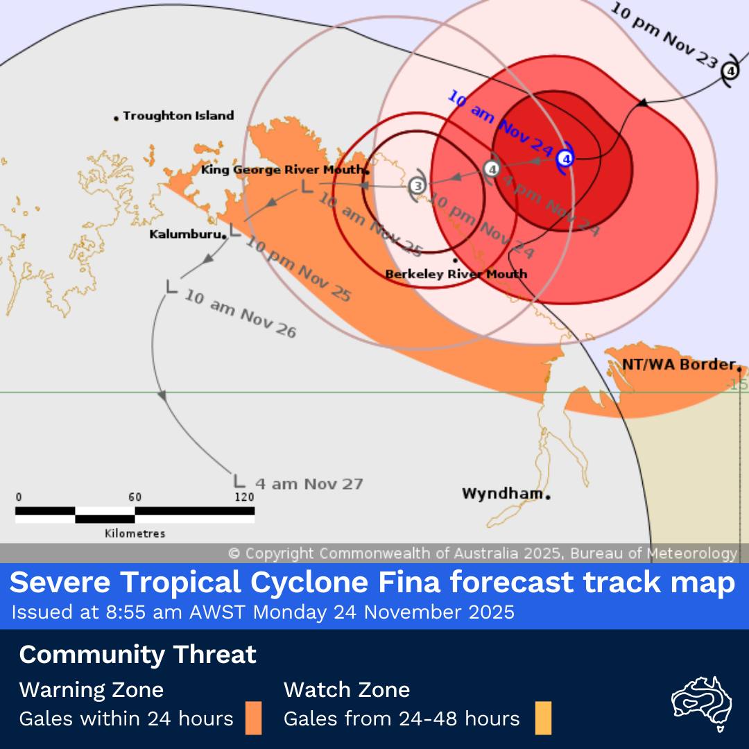 Bureau - Severe Tropical Cyclone Fina remains at category 4 intensity ...