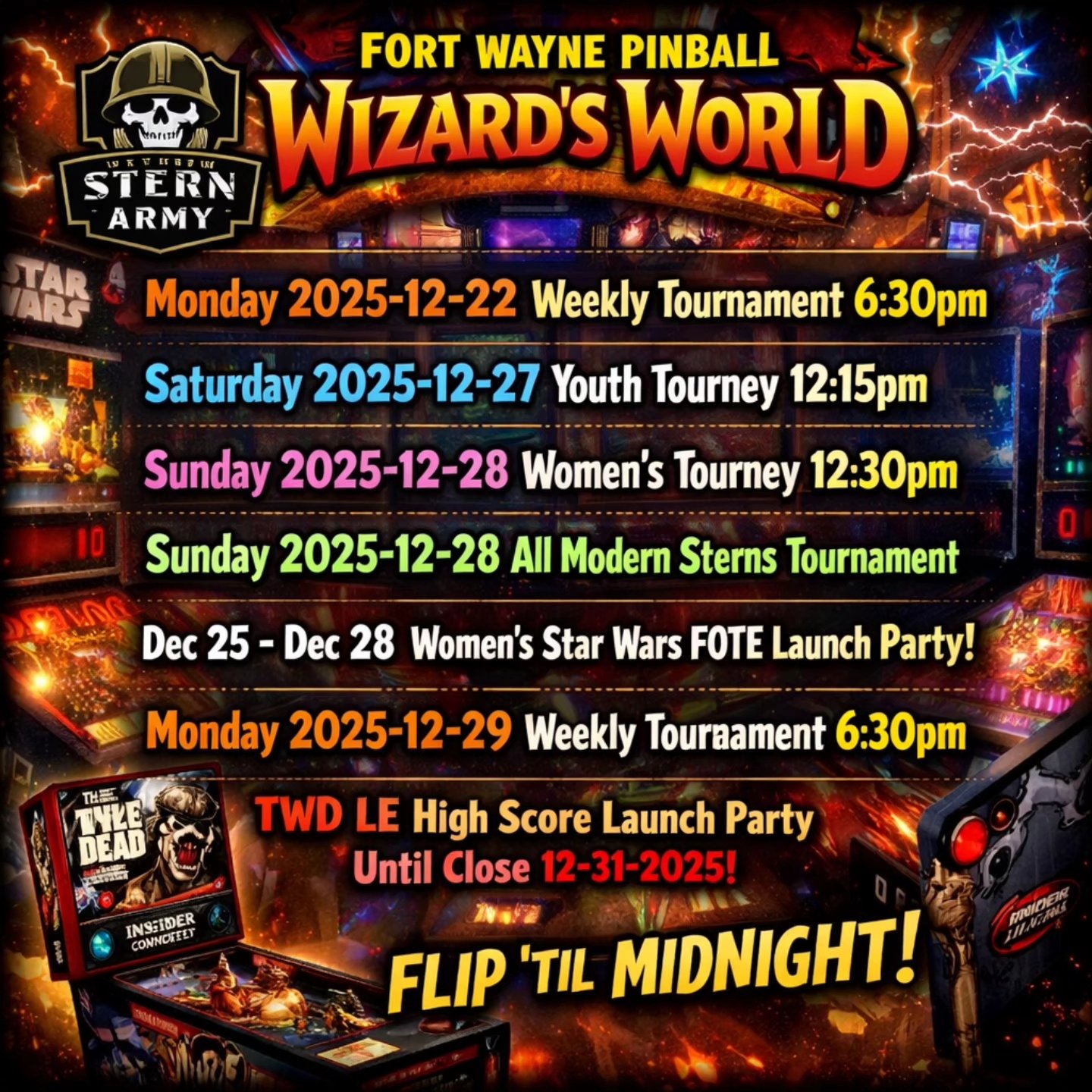 Fort - Remaining 2025 Stern Army Pinball Tournaments held at Fort Wayne ...