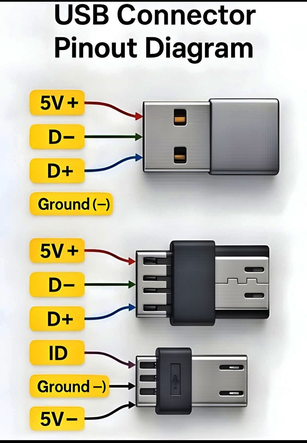 Electronics Craftsman | USB connector pinout diagram, which explains ...