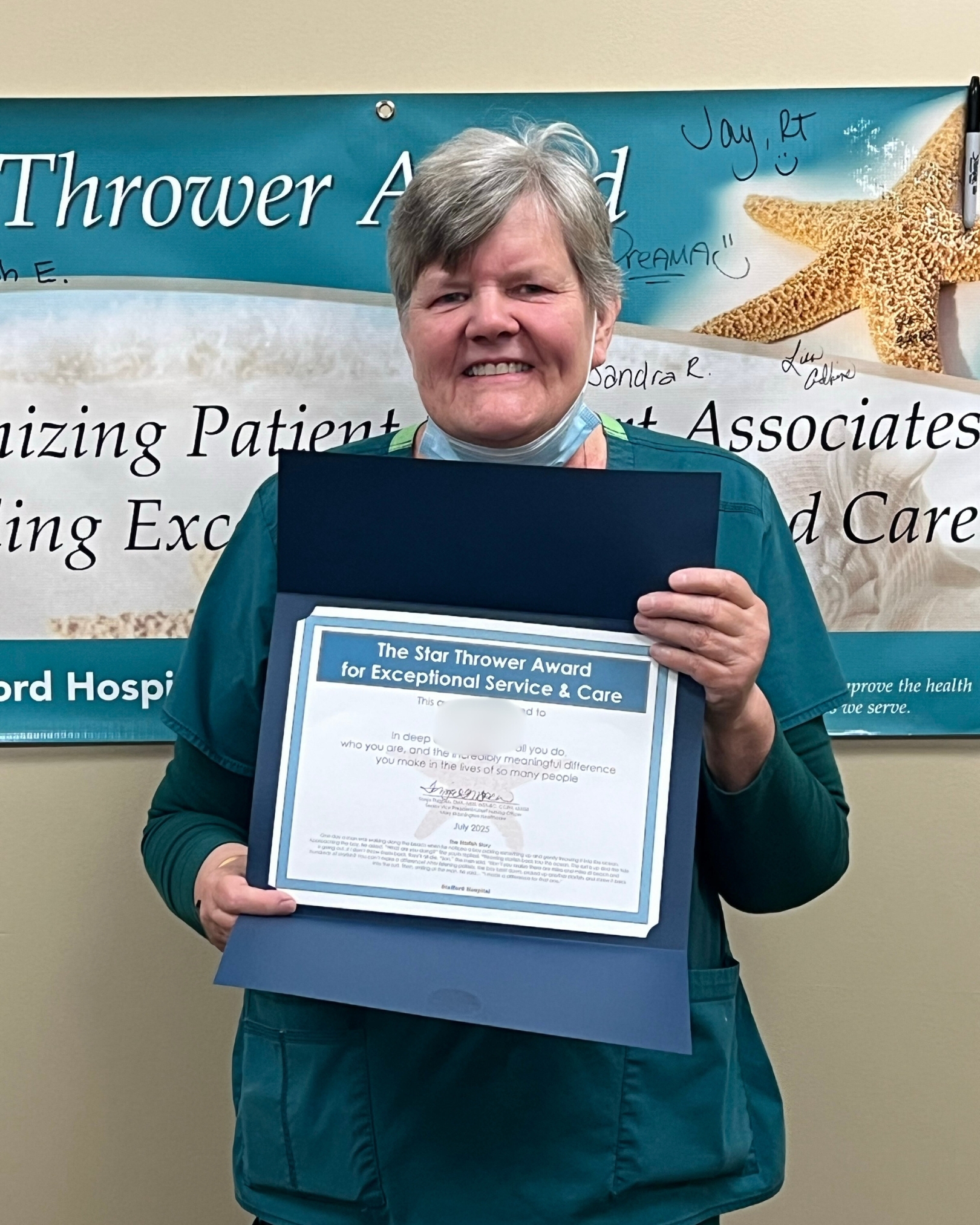 Mary - Please join us in congratulating Lisa, our latest Star Thrower ...