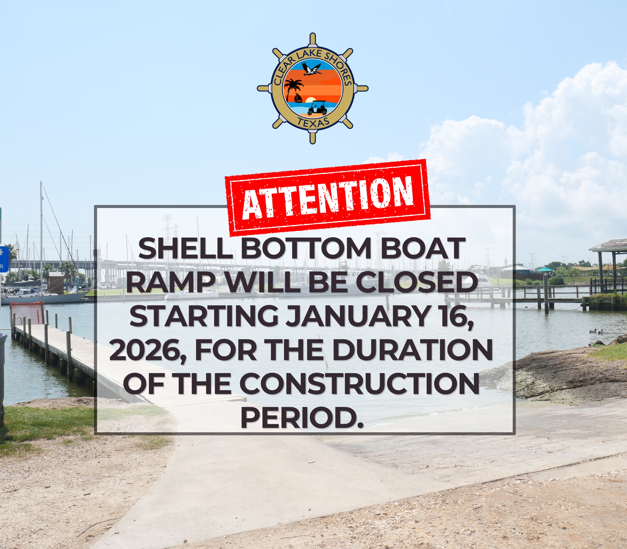 City - Shell Bottom Boat Ramp Construction Closure starting January 16 ...