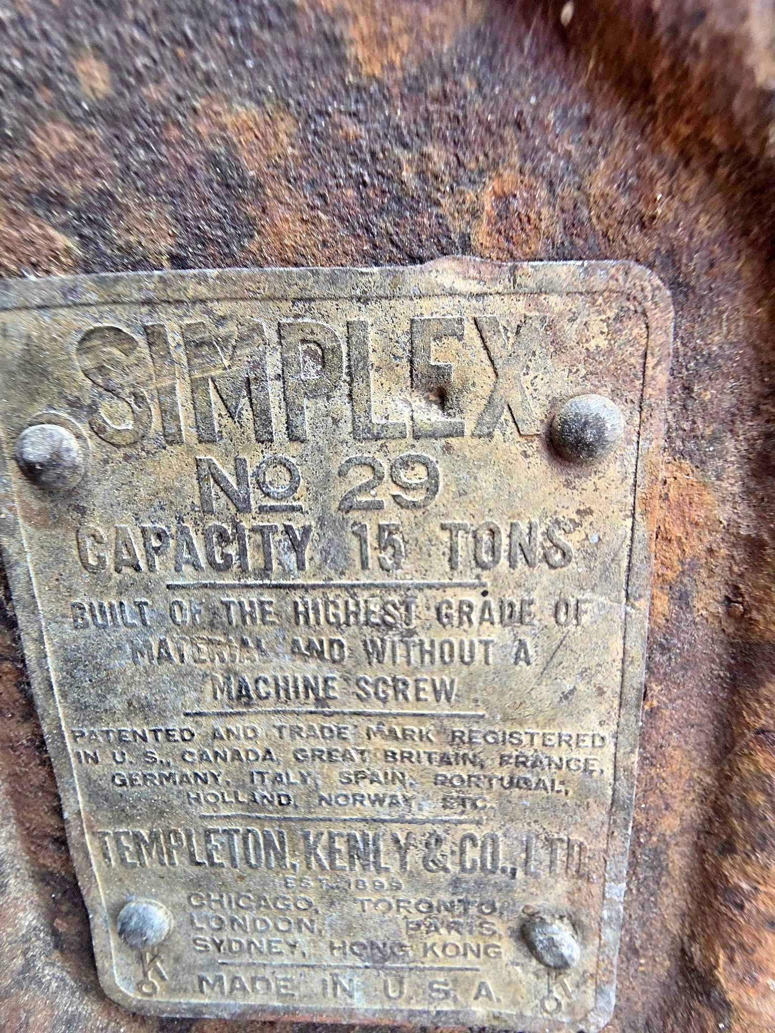 Simplex No. 29 15 ton railroad jack - Posters, Prints & Paintings ...