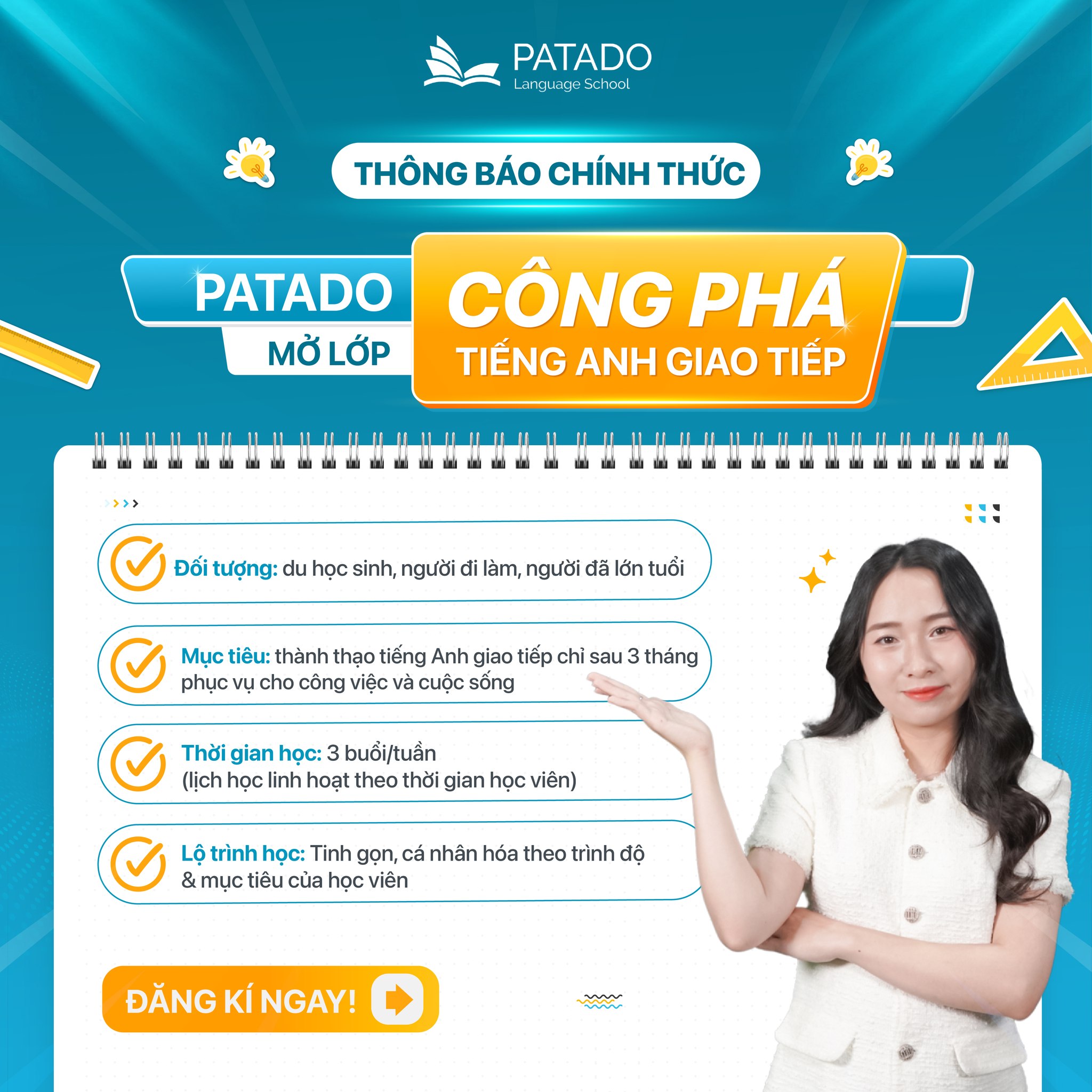 Patado Tiếng anh Trực tuyến người đi làm