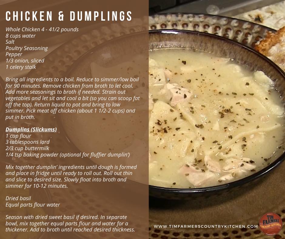 Tim - Chicken and Dumplings from scratch!! A country meal that'll ...
