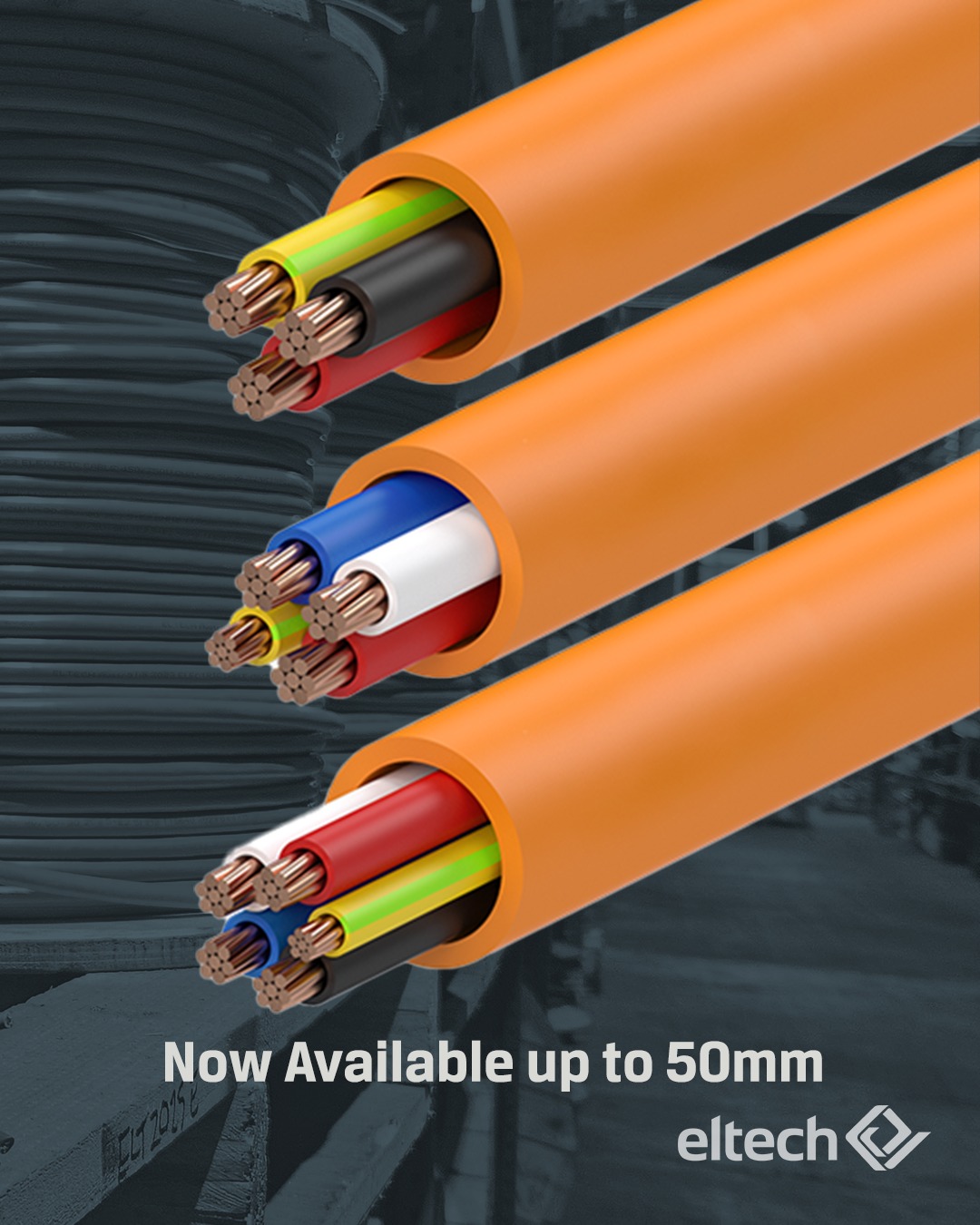 Eltech - 🟠 Our range of PVC/XLPE Orange Circular Cables...
