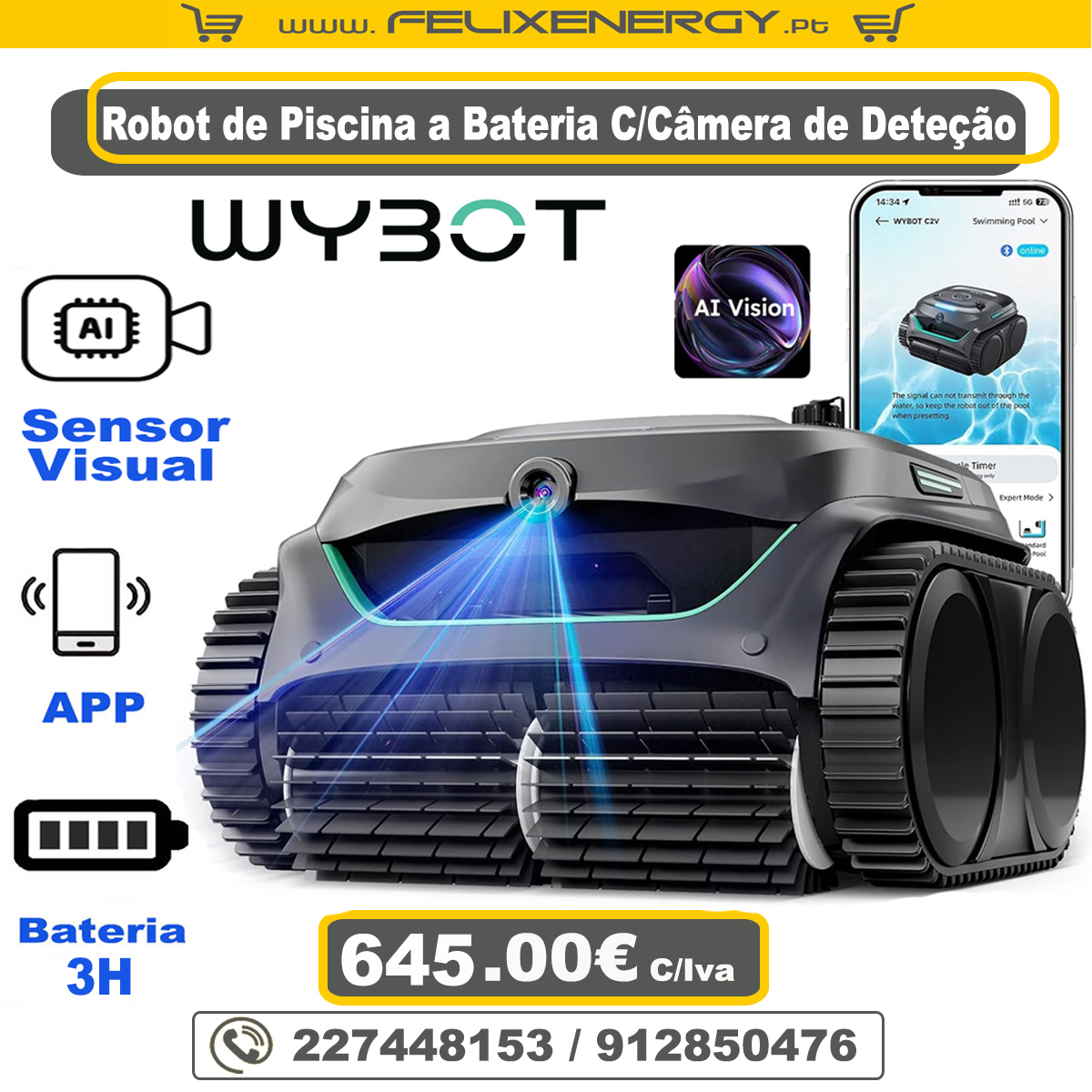 Felix - 💦 Robô de piscina sem fios com Inteligência Artificial e câmara ...