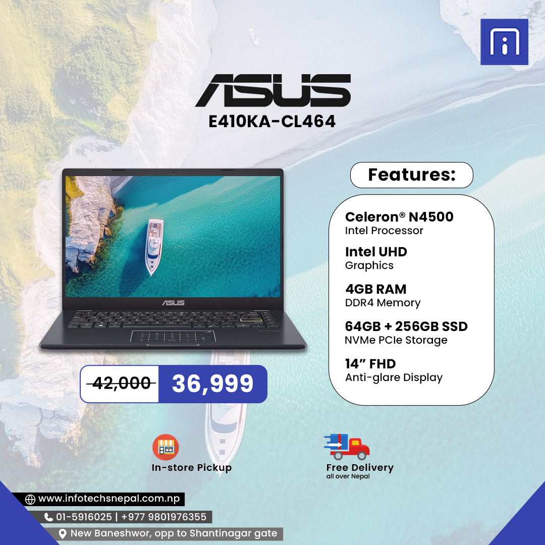 InfoTechs Nepal - 💻 Asus E410KA-CL464 💻 🚀 Intel Celeron... | Facebook