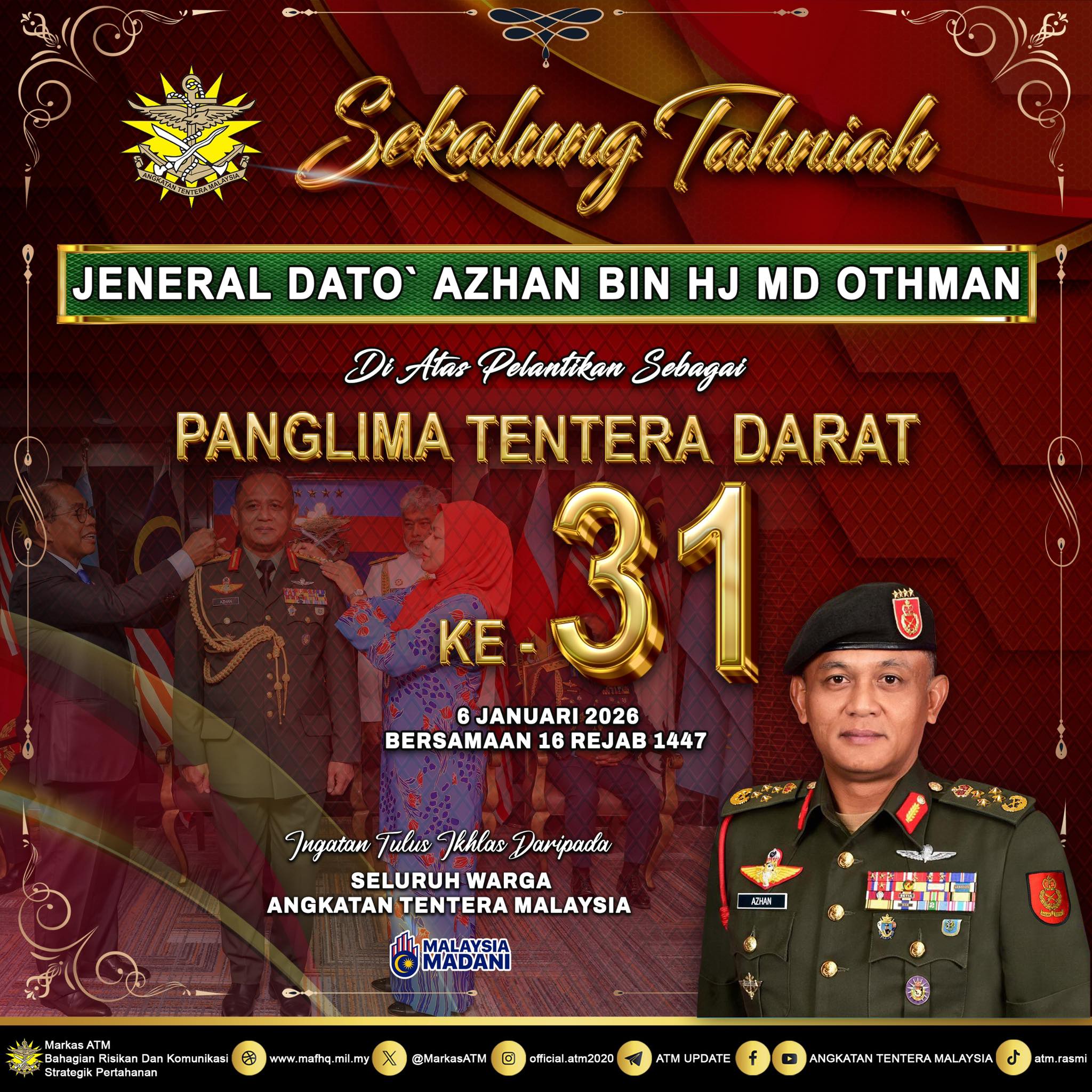 Angkatan - 𝗦𝗘𝗞𝗔𝗟𝗨𝗡𝗚 𝗧𝗔𝗛𝗡𝗜𝗔𝗛 Angkatan Tentera Malaysia (ATM) mengucapkan ...