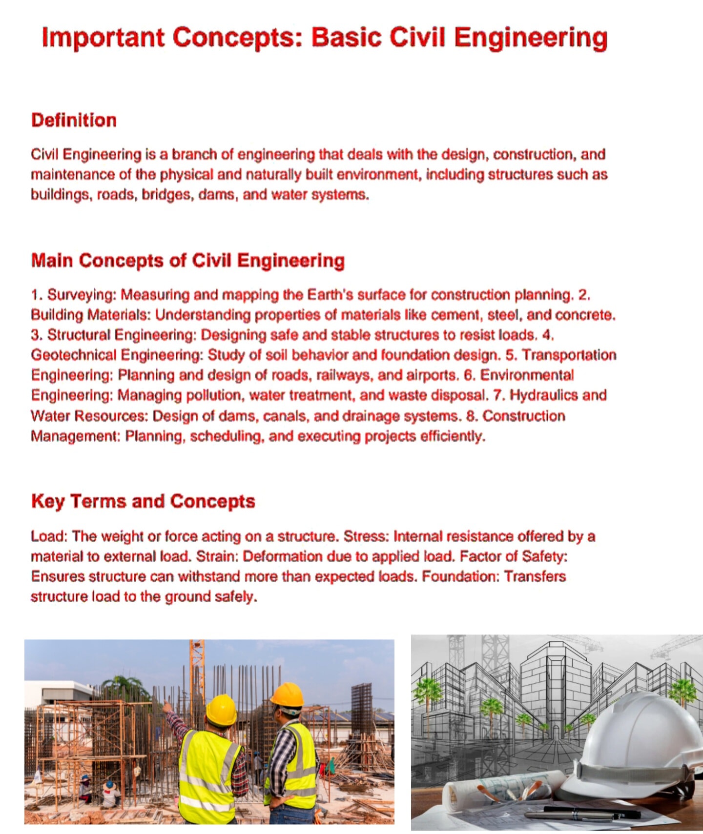 Civil - Important Concepts: Basic Civil Engineering? # ...