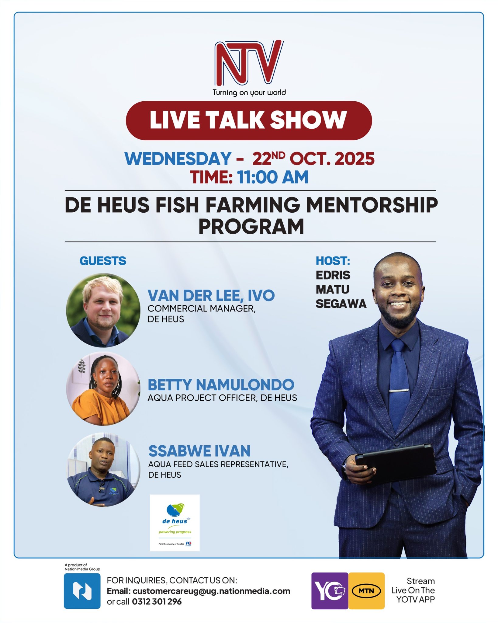 NTV - The De Heus Mentorship Program will air live tomorrow on NTV. Be ...